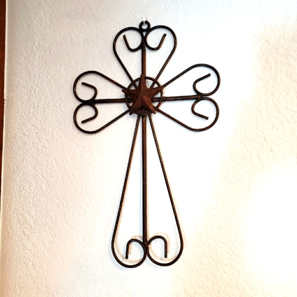 Cross and Star Metal Wall Decor